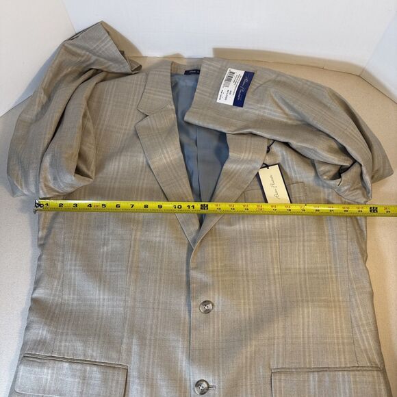 ALAN FLUSSER Beige Subtle Plaid Silk Wool Blazer Jacket Sports Coat Men’s 44L - Picture 9 of 16